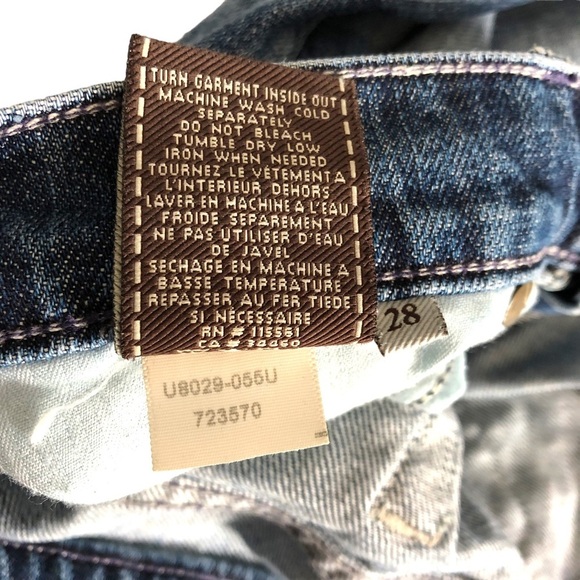 7FAM Crop Straight Leg Distressed Size 28 Capri Summer Jeans - Picture 12 of 13